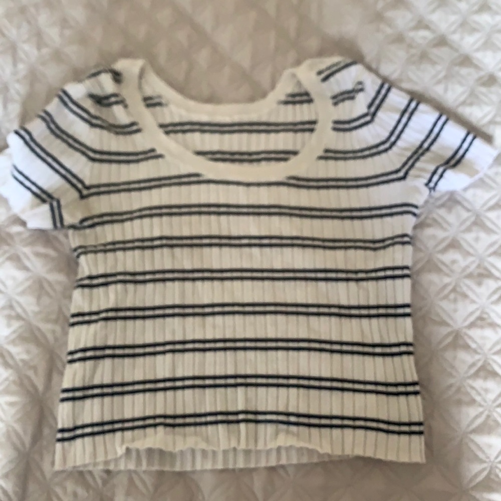 White And Black Striped Top